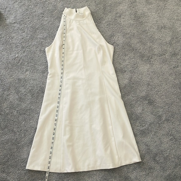 White Mock-Neck A-Line Mini Dress - Picture 14 of 14